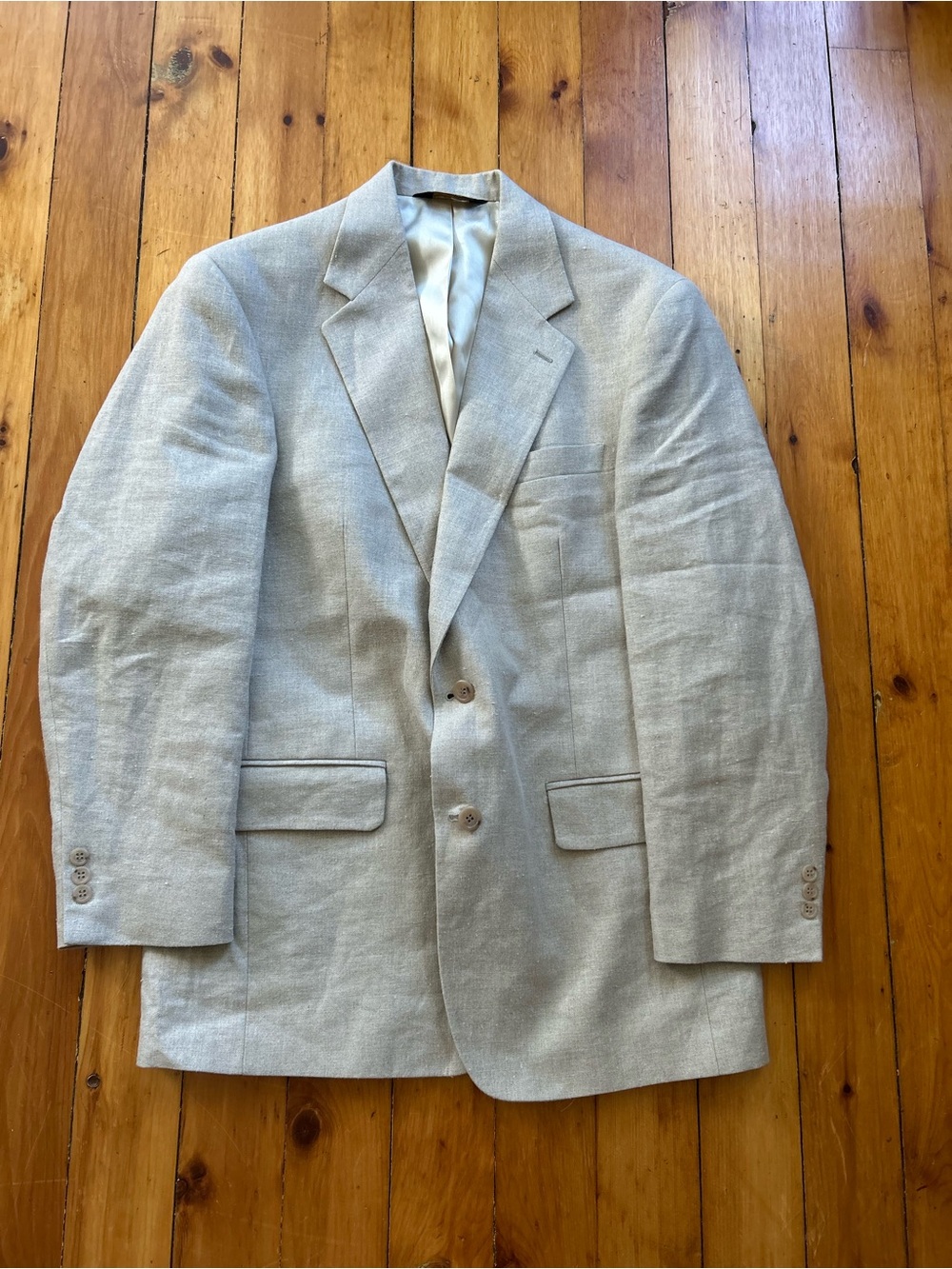 Brooks Brothers Mens 40 100% Linen Blazer Tan 2 button Sport Coat USA